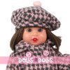Mini Mariquita Pérez Puppe 21 cm - Wintermantel mit Karomuster - Brünette