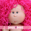 Nines d'Onil Puppe 23 cm - Little Mia mit fuchsiafarbene Wollhaar und grauen Augen - Ohne Kleidung