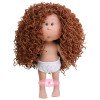 Nines d'Onil Puppe 23 cm - Little Mia mit braunem Wollhaar und grauen Augen - Ohne Kleidung