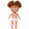 Nines d'Onil Puppe 23 cm - Little Mia mit roten Haaren, die zu Zöpfen gebunden sind, und grünen Augen - Ohne Kleidung
