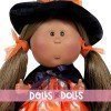 Nines d'Onil Puppe 23 cm - Little Mia Halloween Afroamerikanerin mit glattem braunem Haar (Hexe)