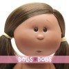 Nines d'Onil Puppe 23 cm - Little Mia Afroamerikanische mit glattem brünettem Haar in Zöpfen - Ohne Kleidung
