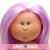 Nines d'Onil Puppe 23 cm - Little Mia mit glattem fliederfarbenem Haar und rosa Strähnchen - Ohne Kleidung