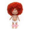 Nines d'Onil Puppe 23 cm - Little Mia mit lockigem braunem Haar und roten Strähnchen - Ohne Kleidung