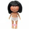 Nines d'Onil Puppe 23 cm - Little Mia mit glattem schwarzem Haar mit Fransen - Ohne Kleidung