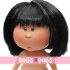 Nines d'Onil Puppe 23 cm - Little Mia mit glattem schwarzem Haar mit Fransen - Ohne Kleidung