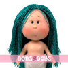 Nines d'Onil Puppe 23 cm - Little Mia mit blau geflochtenen Haaren - Ohne Kleidung
