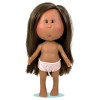 Nines d'Onil Puppe 23 cm - Little Mia mit glattem, braunem Haar und braunen Augen - Ohne Kleidung