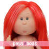 Nines d'Onil Puppe 23 cm - Little Mia mit langen, glatten roten Haaren mit Strähnchen - Ohne Kleidung