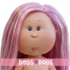 Nines d'Onil Puppe 23 cm - Little Mia mit rosa Haaren mit violetten Glanz - Ohne Kleidung