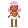 Nines d'Onil Puppe 23 cm - Little Pippa mit glattem, rosa Haar und Pony - Ohne Kleidung