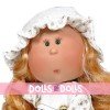 Nines d'Onil Puppe 30 cm - GELENKTE Mia - mit orangefarbenem Haar mit bedrucktem Kleid und Hut