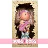 Nines d'Onil Puppe 30 cm - GELENKTE Mia - Mutti mit rosa Haar mit Naturdruckkleid