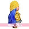 Nines d'Onil Puppe 30 cm - Blauhaarige Mia mit gelbem Outfit