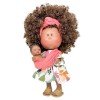 Nines d'Onil Puppe 30 cm - Mia brunette Mutti mit Naturdruckkleid