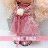 Nines d'Onil Puppe 30 cm - Mia mit rosa Haaren in altrosa Kleid und Schal
