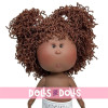 Nines d'Onil Puppe 30 cm - Mia mit braunem, wolligem Haar - Ohne Kleidung