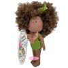 Nines d'Onil Puppe 30 cm - Mia summer schwarz mit lockigem Haar und grünem Badeanzug