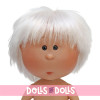 Nines d'Onil Puppe 23 cm - Little Mio mit weißem Haar und grauen Augen - Ohne Kleidung