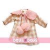 Outfit für Paola Reina Puppe 32 cm - Las Amigas - Conchi - Kleid mit rosa kariertem Mantel