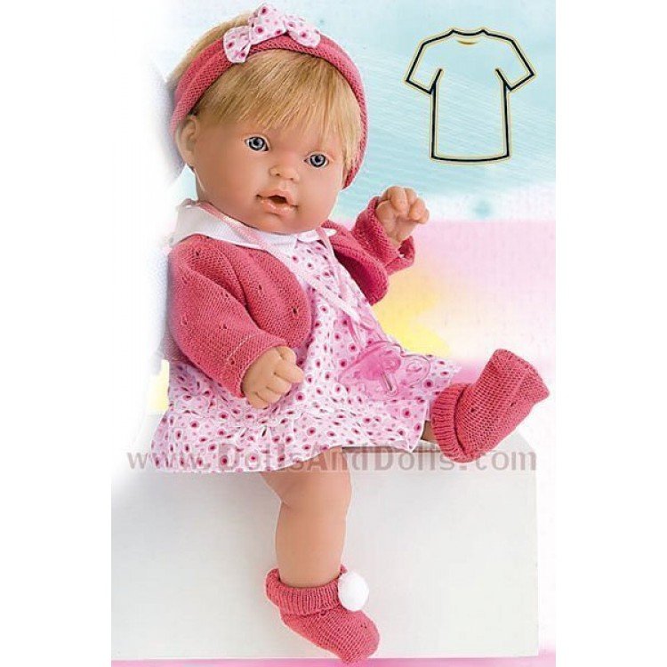 Vestido fucsia con chaqueta y diadema 26-27 cm