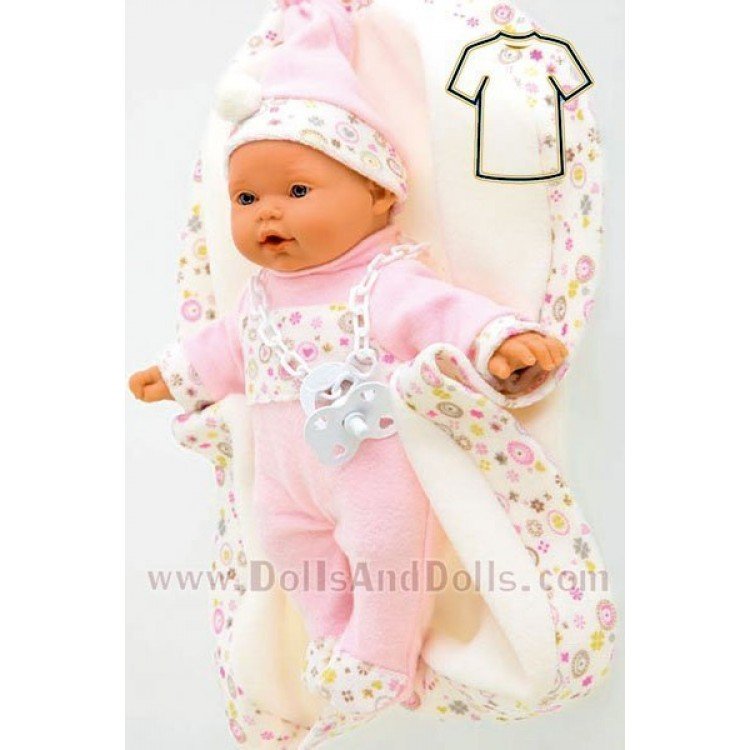 Pijama rosa con gorro y mantita 26-27 cm