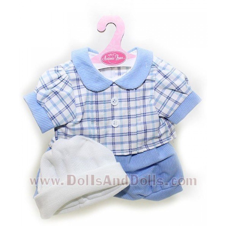 Conjunto azul cuadros con gorro 40-42 cm