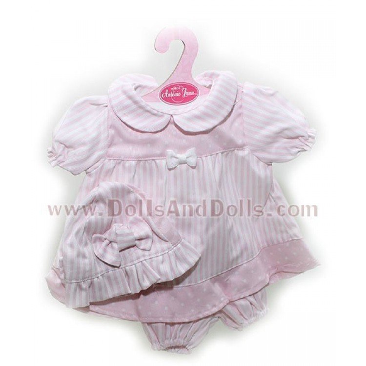 Vestido rosa rayas con gorro 40-42 cm