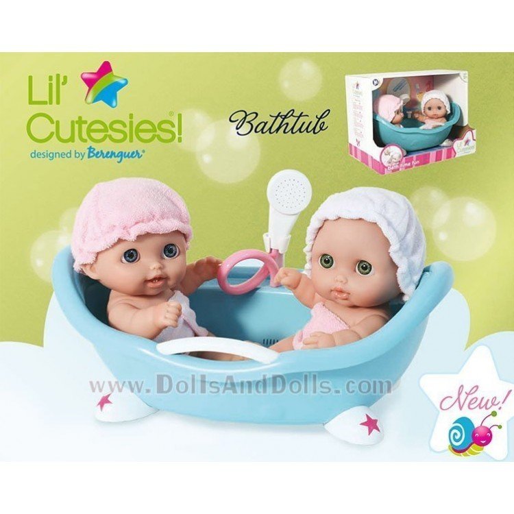 Designed by Berenguer Puppe 21 cm - Lil' Cutesies - Badewanne mit zwei Puppen