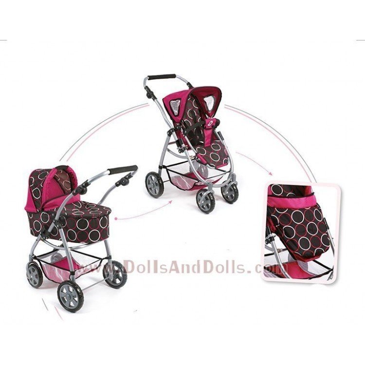 Combi silla y capazo Chic Emotion 2 en 1 Circulos Fucsia 77 cm