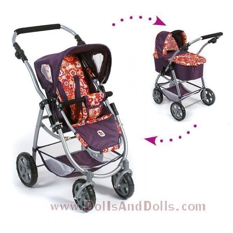 Kombi silla y capazo Chic Emotion 2 en 1 Naranja-Morado 77 cm