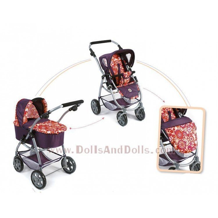 Kombi silla y capazo Chic Emotion 2 en 1 Naranja-Morado 77 cm