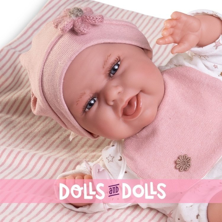 Antonio Juan Puppe 34 cm - Neugeborenes Baby Clara Posturitas mit Decke