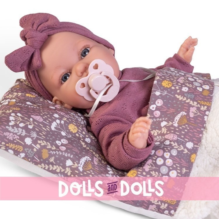Antonio Juan Puppe 34 cm - Neugeborenes Baby Toneta Palabritas mit Schafsfell-Schlafsack