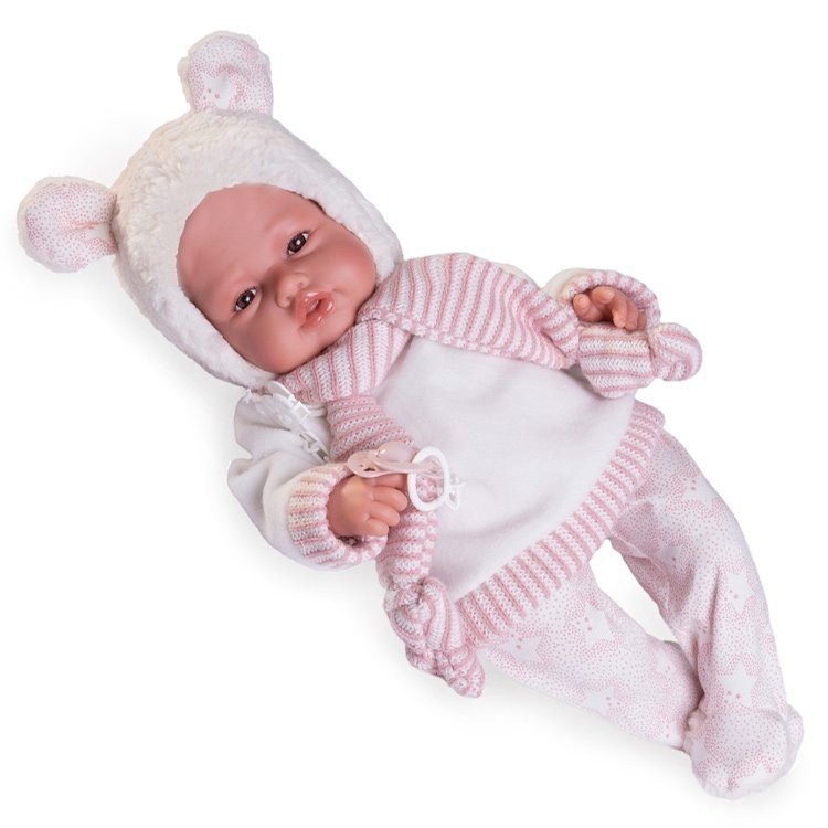 Antonio Juan Puppe 50 cm - BabyDoo Palabritas mit einer Haube mit kleinen Ohren