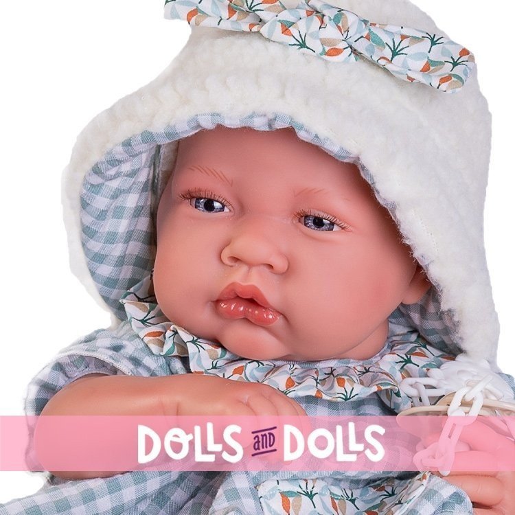 Antonio Juan Puppe 42 cm - Neugeborenes Babymädchen mit Teddybärentasche