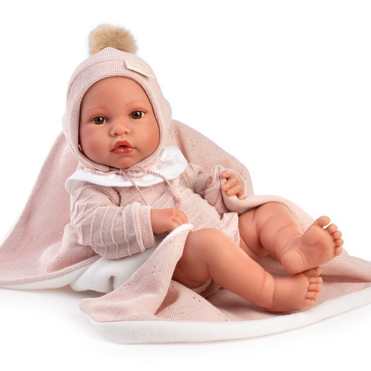 Antonio Juan Puppe 42 cm - Neugeborene Erika mit rosa Tuch