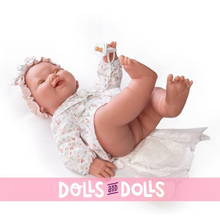 Antonio Juan Puppe 42 cm - Die neugeborene Mia pinkelt mit einem Rucksack für dich