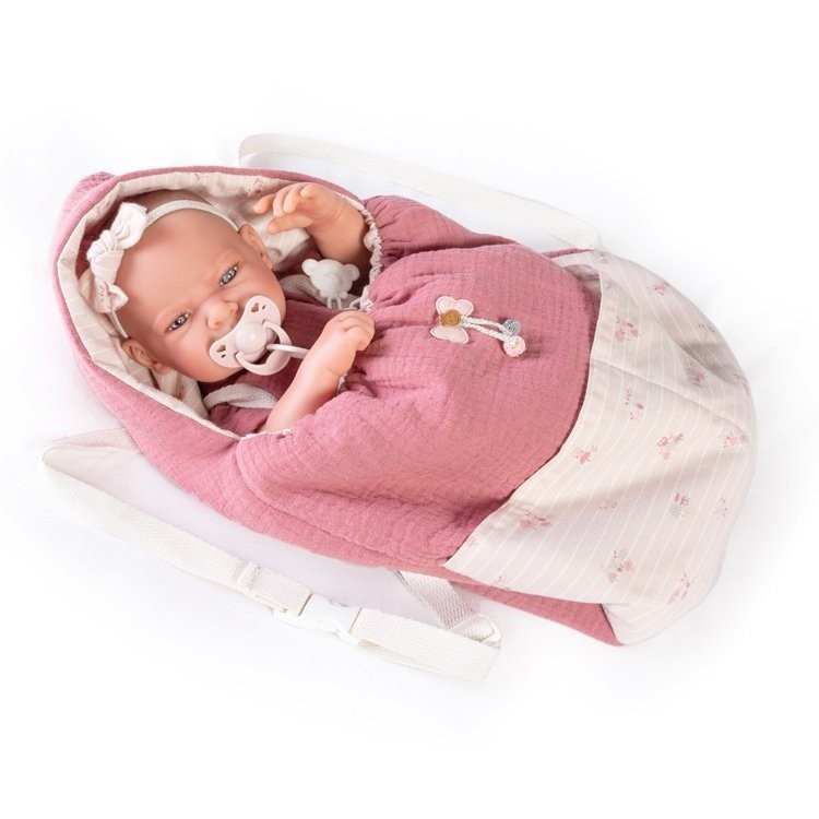 Antonio Juan Puppe 42 cm - Neugeborene Lea mit Sack-Rucksack für Spaziergang