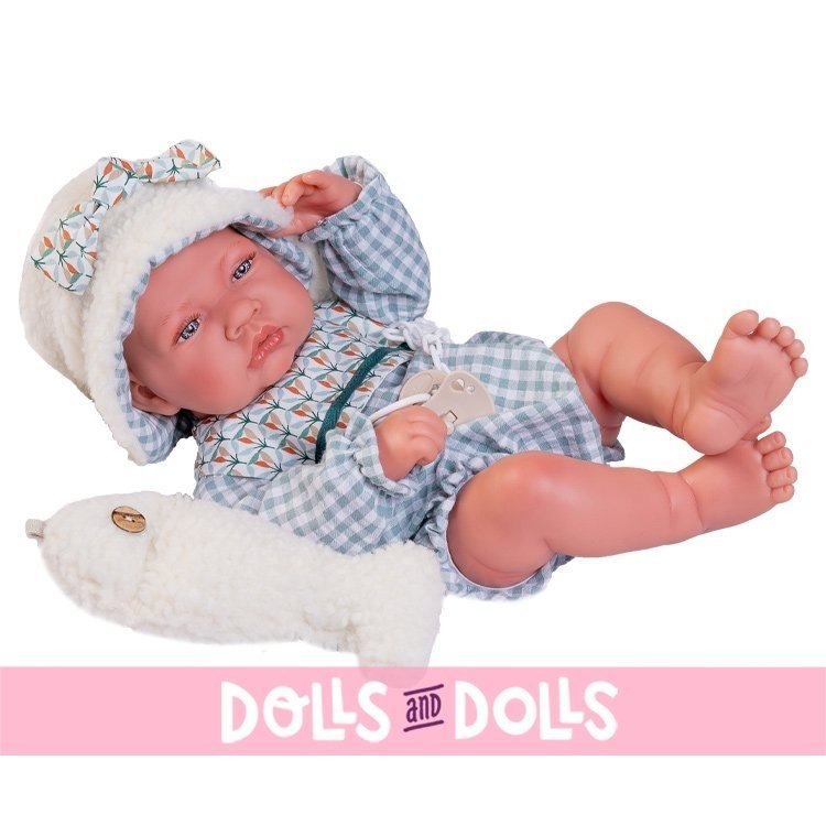Antonio Juan Puppe 42 cm - Neugeborenes Baby mit Schafsfell-Fisch