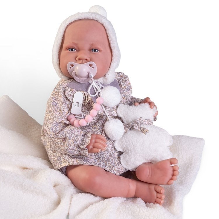 Antonio Juan Puppe 42 cm - Sweet Reborn Nacida mit Schafsfell-Decke