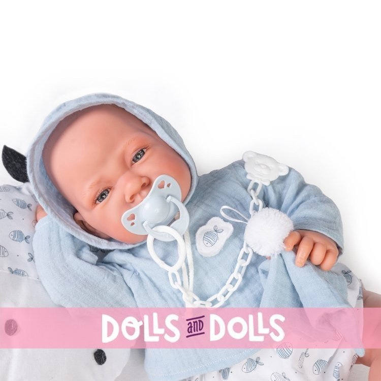 Antonio Juan Puppe 42 cm - Neugeborenes mit kleinem Fischkissen
