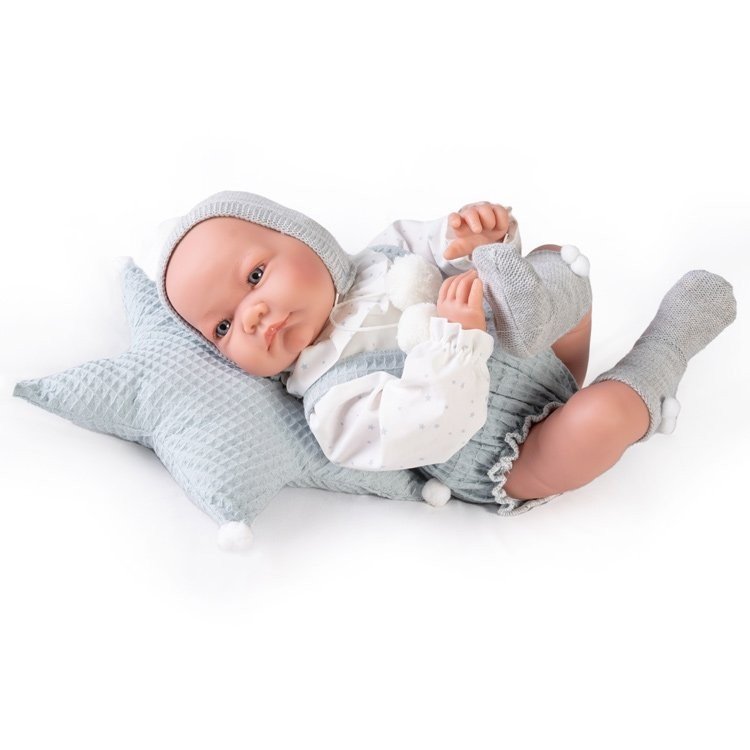 Antonio Juan Puppe 42 cm - Neugeborenes Nico-Paar mit Sternenkissen