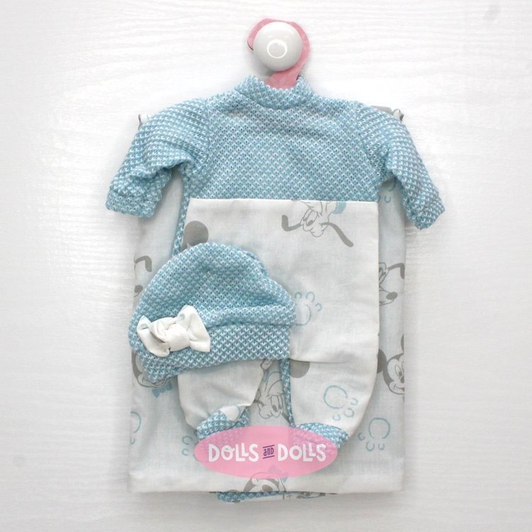Outfit für Antonio Juan Puppe 26-27 cm - Wiegenlied mit Tieren, Schlafanzug und Hut