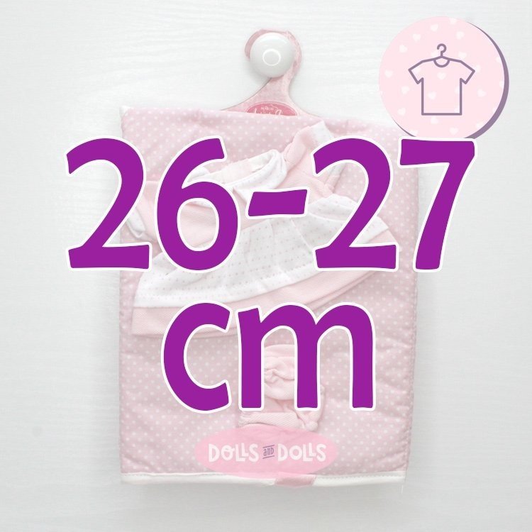 Outfit für Antonio Juan Puppe 26-27 cm - Rosa Babydecke mit Kleid und Höschen