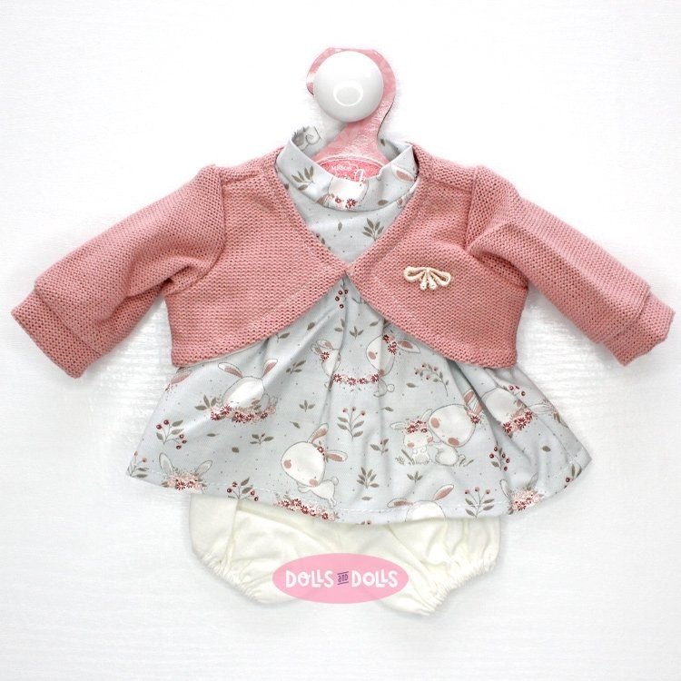Outfit für Antonio Juan Puppe 33-34 cm - Rosa Häschenkleid mit Jacke