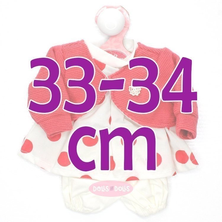 Outfit für Antonio Juan Puppe 33-34 cm - Polka-Dot-Set mit fuchsiafarbener Jacke