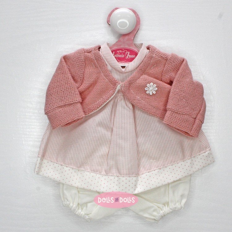 Outfit für Antonio Juan Puppe 33-34 cm - Rosa gestreiftes Kleid mit Jacke