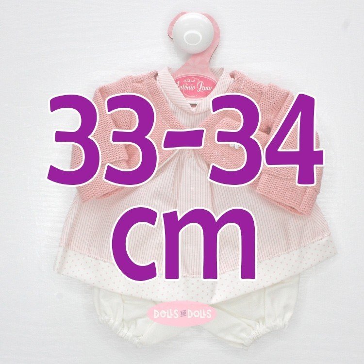 Outfit für Antonio Juan Puppe 33-34 cm - Rosa gestreiftes Kleid mit Jacke