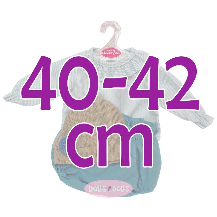 Antonio Juan Puppe Outfit 40 - 42 cm - Sweet Reborn Collection - Gestreiftes T-Shirt mit blauer Hose und Mütze